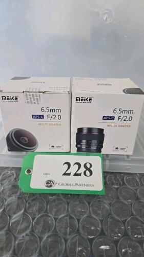 LOT OF 2, MEIKE 6.5mm F2.0 MFT LENS