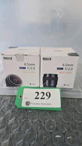 LOT OF 2, MEIKE 6.5mm F2.0 MFT LENS