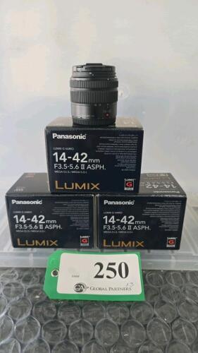 LOT OF 3, PANASONIC LUMIX G VARIO 14-42mm F3.5-5.6 II ASPH LENS