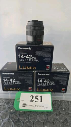 LOT OF 3, PANASONIC LUMIX G VARIO 14-42mm F3.5-5.6 II ASPH LENS
