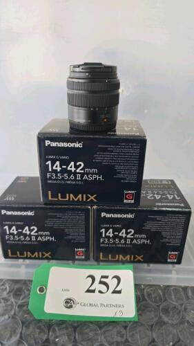 LOT OF 3, PANASONIC LUMIX G VARIO 14-42mm F3.5-5.6 II ASPH LENS