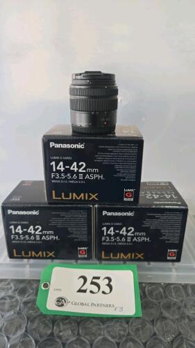 LOT OF 3, PANASONIC LUMIX G VARIO 14-42mm F3.5-5.6 II ASPH LENS