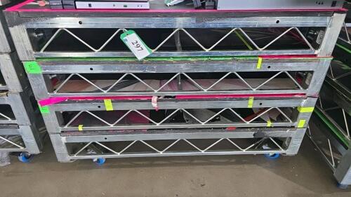 LOT OF 4 PANELS 4x4 DECK SYSTEM STEEL DECK STAGE PANELS (CASTERS NOT INCLUDED)
