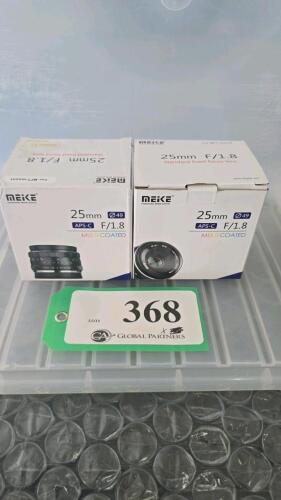 LOT OF 2, MEIKE 25mm F1.8 MFT LENSES