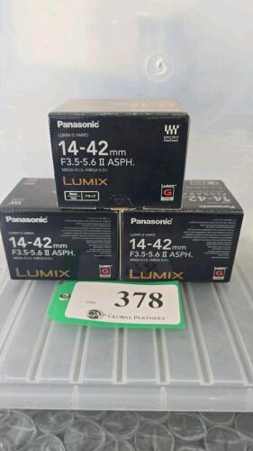 LOT OF 3, PANASONIC LUMIX 14-42mm F3.5 LENSES