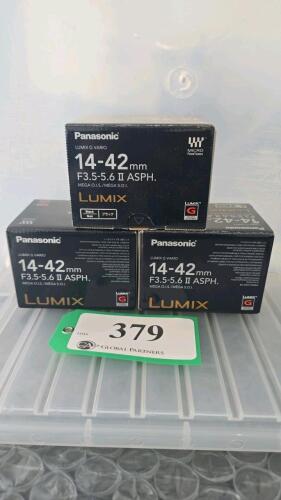 LOT OF 3, PANASONIC LUMIX 14-42mm F3.5 LENSES