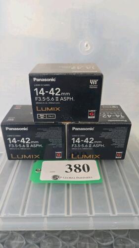 LOT OF 3, PANASONIC LUMIX 14-42mm F3.5 LENSES