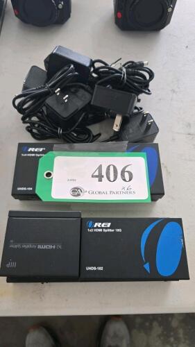 LOT 6, ASST'D HDMI SPLITTERS (3)1x4, (3)1x2