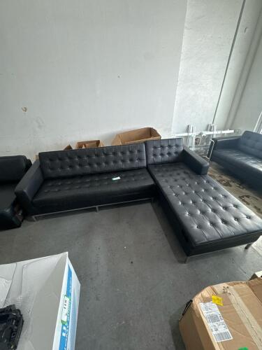 L SHAPE BLACK COUCH