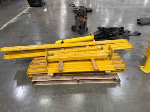 LOT 80 ft YELLOW ASST&rsquo;D Steel Industrial Safety Barrier, AND 6 Posts, Floor-Mounted, (BOLTED TO FLOOR BUYER NEEDS TO CUT BOLTS)