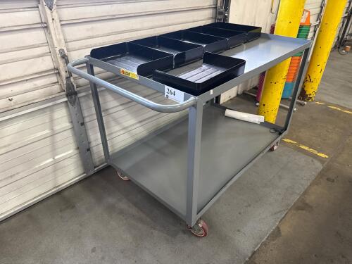 (1) Little Giant 2-Shelf Heavy Duty Steel Utility Cart with Handle, 48"x30" And (1) Little Giant 2-Shelf Heavy Duty Steel Utility Cart with Handle