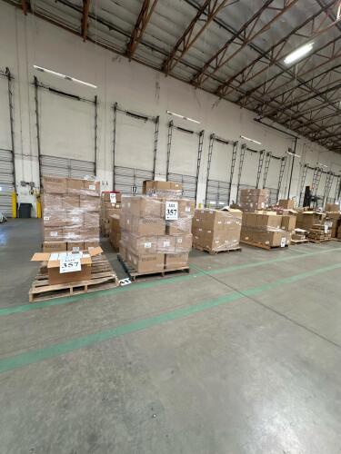 (30) Pallets Of Assorted Content; 32 OZ CHOICE WIDE MOUTH MASON JAR W/ LID & BAND 4 in. X 4 in. X 6-1/2 in. RED SQ PVC GIFT BOX W/CAP & BOW (CASE) 12 in. X 12 in. RED HEAVY WALL GIFT BOX LID (CASE) 1/2 SHEET GOLD SCALLOP PAD C FLUTE 8 in. X 8 in. X 9 in.
