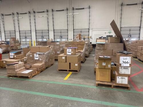 (20) Pallets Of Assorted Content; 8 in. X 12 in. BLACK FLAT ORGANZA BAG (PACKAGE) 16-1/2 in. X 12 in. X 3-1/2 in. BLUE TAB LOCK SHIPPING BOX 13-1/8 in. X 7-1/8 in. X 3-1/2 in. RED CORRUGATED TUCK TOP BOX (CASE) 7-1/2 in. X 7-1/2 in. X 3-1/4 in. WHITE COR