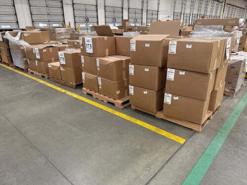 LOT (5) PALLETS OF ASSORTED CONTENT; 6-3/4 in. X 6-3/4 in. X 2 in. 3-COMP RPET ROUND CONTAINER 9-3-4 in. X 9-3/4 in. X 2 in. 6 DIVIDER RPET ROUND CONTAINER 6-3/4 in. X 6-3/4 in. Kin 3-Compartments Round Container 9-3/4 in. X 9-3/4. in. X 1-1/4 in. 7 DIVID
