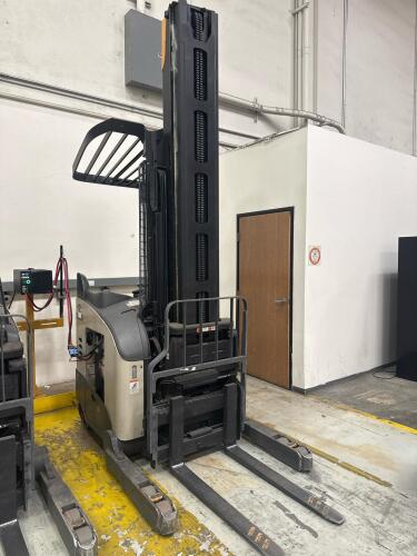 2017 CROWN RM6025-45 ELECTRIC STAND-UP REACH TRUCK WITH SIDE SHIFTER, 4,500 LBS CAPACITY, 36 VOLTS, 42&rdquo; FORKS, APPROX. MAST LOWERED: 140&rdquo;, Hrs: 2344, SERIAL: 1A488308, UNIT #12 (GROUND LEVEL REMOVAL ONLY)