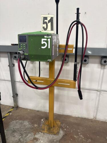 ECO E973C-42 FORKLIFT BATTERY CHARGER WITH METAL STAND (Delay Pickup Mid October), (BUYER NEEDS TO CUT BOLTS)