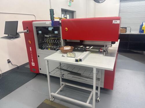MTEX NS MULTI 800 LB Industrial Sheet-fed UV Inkjet Printer, includes automatic sheet feeder and controller, 2024 model year, 950 kg (2094 lbs) main unit weight, power: 120V AC &plusmn;10% (printer), 230V AC &plusmn;10% (feeder), compressed air: 150L/min (feeder), dime