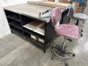 INDUSTRIAL METAL WORK TABLE WITH STAINLESS STEEL TOP, 60&rdquo; x 36&rdquo;, and stool, LOCATION: IN WAREHOUSE NEXT TO MTEX PRINTER