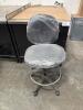 INDUSTRIAL METAL WORK TABLE WITH STAINLESS STEEL TOP, 60&rdquo; x 36&rdquo;, and stool, LOCATION: IN WAREHOUSE NEXT TO MTEX PRINTER - 2