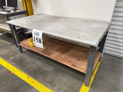 Lot (2) Heavy-Duty Industrial Workbench, Wood Top, Steel Frame, 6&rsquo;FT X 36&rdquo;, LOCATION: IN WAREHOUSE NEXT TO MTEX PRINTER