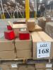 Lot (20) Pallets ASST&rsquo;D: TIN CANS, ROUND CLEAR PVC AND STEEL CANS, RED BASKET BOXES, SILVERl,RED CORRUGATED TUCK TOP BOXES, PINK PREMIUM AUTOMATIC BAKERY BOXES,SHINK BAGS, WHITE STACKABLE DELI BOXES, BLACK GLOSS LUC GIFT BOXES, PERMASEAL, CLEAR PLASTIC TU - 45