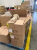 Lot (21) PALLETS OF PINK PREMIUM EASY FOLD BAKERY BOXES, RED HEAVY CARBOARD BASKET TRAYS, ORANGE HI GLOSD GIFT BOXES, PINK/WHITE EASY SETUP PINK STRIP PASTRY BOXES, PINK/WHITE PRW AUTOMATIC PINK STRP CAKE BOXES, HOT PINK GLOSS PARTY BAGS, TWO PIECE DONUT - 51