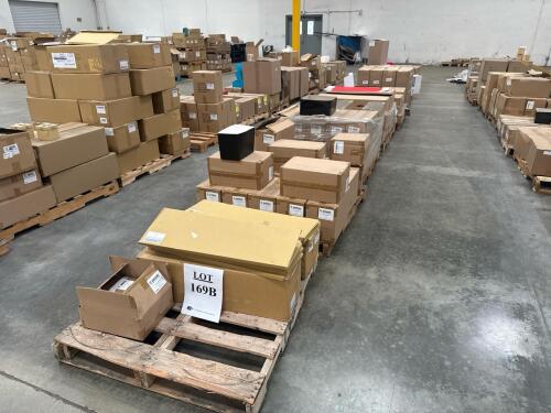 (9) PALLETS OF ASSORTED CONTENT 30 in. X 36 in. 100 GA. DOME SHRINK BAG 10 in. X 6 in. X 7-1/2 in. BLACK MATTE PREMIUM BASKET BOX 12 in. X 12 in. X 6 in. BLACK HEAVY WALL GIFT 22 in. X 3-1/2 in. X 13-3/8 in. RED TAB LOCK PRESENTATION WINE BX 8 in. X 8 in