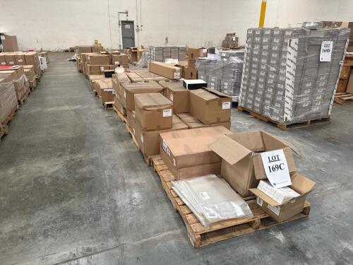 (10) PALLETS OF ASSORTED CONTENT SCREW TOP JARS 4 in. X 4 in. KRAFT HEAVY WALL GIFT BOX LID 3-1/2 in. X 3-1/2 in. X 4-1/2 in. KRAFT SQ GIFT BOX W/CAP & BOW 14 in. X 24 in. 100 GA. SHRINK BAG 9 ft. X 400 ft. 1 MIL CLEAR POLYETHYLENE SHEETING 10 in. X 10 i