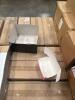 (10) PALLETS OF ASSORTED CONTENT SCREW TOP JARS 4 in. X 4 in. KRAFT HEAVY WALL GIFT BOX LID 3-1/2 in. X 3-1/2 in. X 4-1/2 in. KRAFT SQ GIFT BOX W/CAP & BOW 14 in. X 24 in. 100 GA. SHRINK BAG 9 ft. X 400 ft. 1 MIL CLEAR POLYETHYLENE SHEETING 10 in. X 10 i - 8