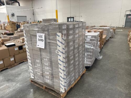(8) PALLETS OF ASSORTED CONTENT 8 in. X 8 in. X 3-1/2 in. CHOCOLATE PINSTRIPE KRAFT TINT GIFT BOX 13-1/8 in. X 11-3/8 in. X 1-1/2 in. PINE 4 COMPARTMENT RECT WOOD TR 8-7/8 in. X 9-7/8 in. X 7/8 in. MATTE WHITE 12 MINI COUNT CUPCAKE INSERT 8-7/8 in. X 6-