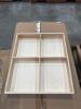 (8) PALLETS OF ASSORTED CONTENT 8 in. X 8 in. X 3-1/2 in. CHOCOLATE PINSTRIPE KRAFT TINT GIFT BOX 13-1/8 in. X 11-3/8 in. X 1-1/2 in. PINE 4 COMPARTMENT RECT WOOD TR 8-7/8 in. X 9-7/8 in. X 7/8 in. MATTE WHITE 12 MINI COUNT CUPCAKE INSERT 8-7/8 in. X 6- - 14