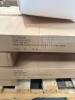 (8) PALLETS OF ASSORTED CONTENT 6 in. X 4 in. X 4 in. KRAFT PINSTRIPE GABLE BOX 10 in. X 10 in. WHITE LUX FLD-UP GIFT BX LID DESCRIPTION: 9" x 9"x 3" WHITE CAKE BOX DESCRIPTION:10" X 10" X 4" WHITE CAKE BOX 8 in. X 8 in. X 3-1/2 in. CHOCOLATE PINSTRIPE K - 10
