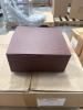 (8) PALLETS OF ASSORTED CONTENT 6 in. X 4 in. X 4 in. KRAFT PINSTRIPE GABLE BOX 10 in. X 10 in. WHITE LUX FLD-UP GIFT BX LID DESCRIPTION: 9" x 9"x 3" WHITE CAKE BOX DESCRIPTION:10" X 10" X 4" WHITE CAKE BOX 8 in. X 8 in. X 3-1/2 in. CHOCOLATE PINSTRIPE K - 12