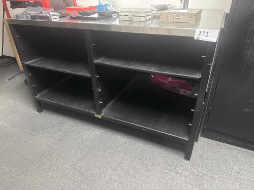 INDUSTRIAL METAL WORK TABLE WITH STAINLESS STEEL TOP, 60&rdquo; x 36&rdquo;, LOCATION: QC ROOM NEXT TO MTEX PRINER