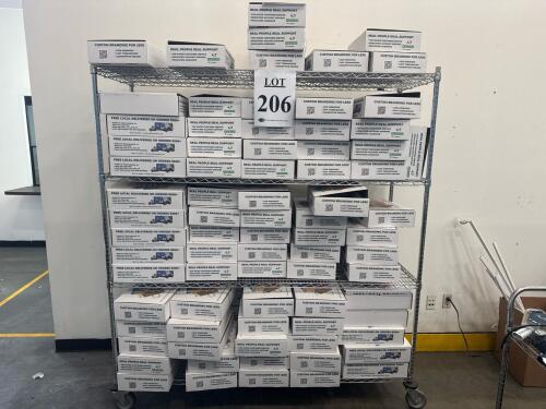 WIRE ROLLING RACKS W/ PAER MART SAMPLE BOX