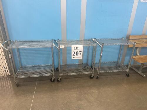 LOT (3) WIRE ROLLING CARTS