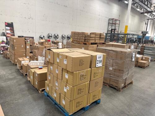 (27) Pallets Of Assorted Content Truck Top Box, Deco Mesh, PVC And Steep Can, Tissue Paper, Gift Box, Handle Bag, Gift Box, 2 Piece Slide Box, Gavle Box, Basket Box, Duct Tape, Basket Box, Takeout Box, Crepe Paper, Ribbons,