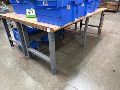 LOT (2) Industrial Workbenches with Butcher Block Top and Steel Frame, 96" x 36"