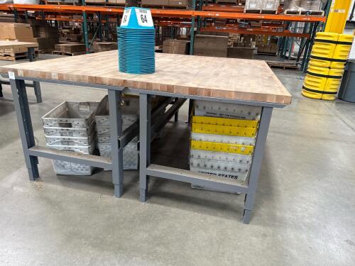 LOT (2) Industrial Workbenches with Butcher Block Top and Steel Frame, 72" x 36"