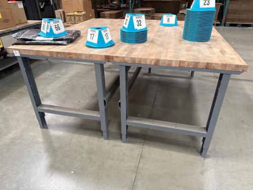 LOT (2) Industrial Workbenches with Butcher Block Top and Steel Frame, 72" x 36"