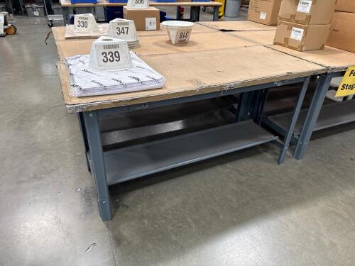 LOT (7) Steel Frame Workbenches 60" x 24", Wood Top