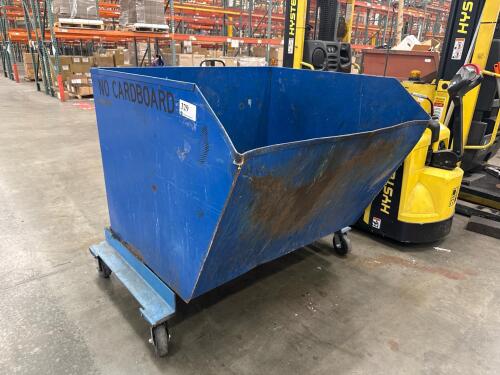VESTIL Blue Steel Self-Dumping Hopper, 1 Cubic Yard, 2,000 lb Capacity, Caster Wheels, MODEL: P-HOP-1.5, (DELAY PICKUP MID-OCTOBER)
