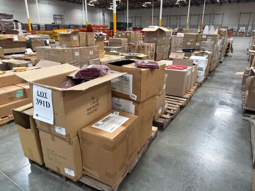 LOT (12) PALLETS: 5 in. X 8 in. WINE FLAT ORGANZA BAGS, 5 in. X 8 in. PINK FLAT ORGANZA BAGS, 4-1/2 in. X 4-1/2 in. X 7 in. BURGL MESH RECTANG, 4in X 6in PLUM FLAT ORGANZA BAGS, 12 in. X 14 in. GOLD SHEER FLAT ORGANZA BAGS (PACKAGE), 4 in. X 6 in. 1