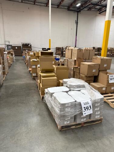 (13) Pallets Of Assorted Content Poly Bags, Truck Top Boxes, Gift Box, Pet Containers, Gift Boxes, Jewelry Boxes, Flat Bopp Bag, Pie Boxes