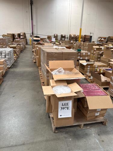 (12) PALLETS OF ASSOTED CONTENT 11-1/4 in. X 9 in. X 3 in. RECTANGULAR BAMBOO BASKET #33 3-1/2 in. X 3-1/2 in. X 1 in. RED EMBOSSED JEWELRY BOX 6-1/8 in. X 5 in. X 1-3/8 in. WHITE/BROWN DIAMOND EMBOSSED CANDY BOX W/BROWN RN 12 in. X 12 in. BLACK HEAVY W