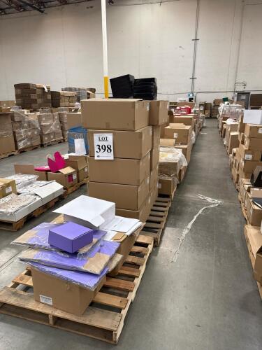 (11) Pallets Of Assorted Content Truck Top Boxes, Gift Box LId, Organza Wrap, Wood Tray, Guft Box, Gift Box, Handle Bag, Jewelry Boxes, Take Out Boxes, Bamboo Boxes