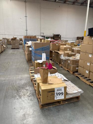 (11) Pallets Of Assorted Content Handle Bags, Paper Bags, Gift Box, Take Out Boxes, Tassel, Crepe Paper, Tin Cans, Flat Bopp Bag