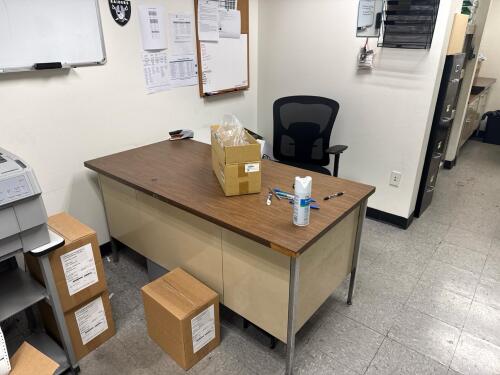 (2) Office Desk, (3) Office Chairs, Credenza, File Cabinets