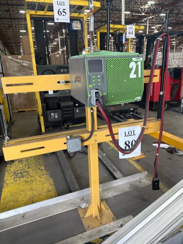ECO E973C-42 FORKLIFT BATTERY CHARGER WITH METAL STAND, LOCATION: BY DOOR 34