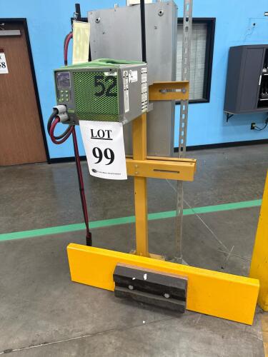 ECO E973C-42 FORKLIFT BATTERY CHARGER WITH METAL STAND , (BUYER NEEDS TO CUT BOLTS) DELAY PICKUP MID OCTOBER